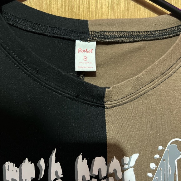 ROMWE Black and Brown Skeleton Graphic Tee - Picture 2 of 2